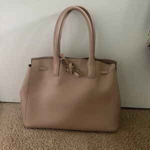 Beige Leather Tote Purse